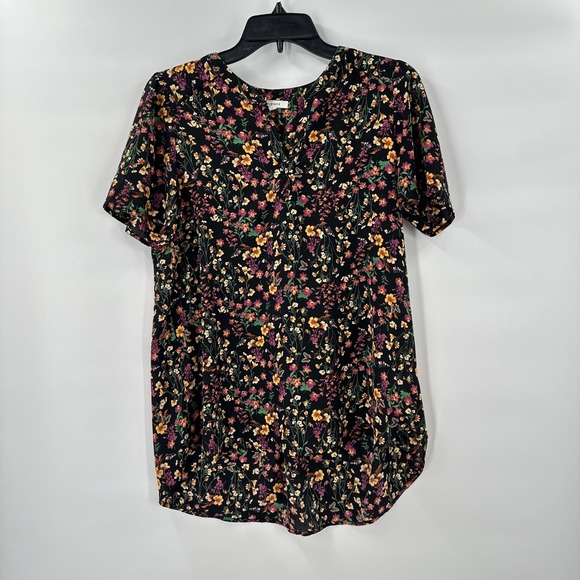 Pleione Tops - Pleione Floral Print‎ Tunic Top Womens Small Short Sleeve Casual Blouse Boho